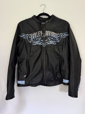 Harley-Davidson Womens Leather Motorcycle Jacket Embrodiered Fully Lined Size XL
